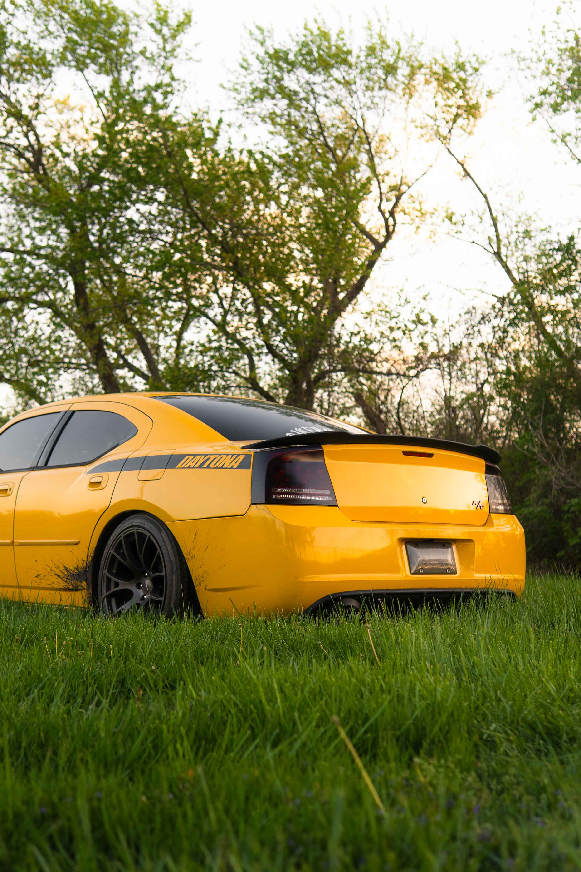Side view of Dodge Daytona during golden hour