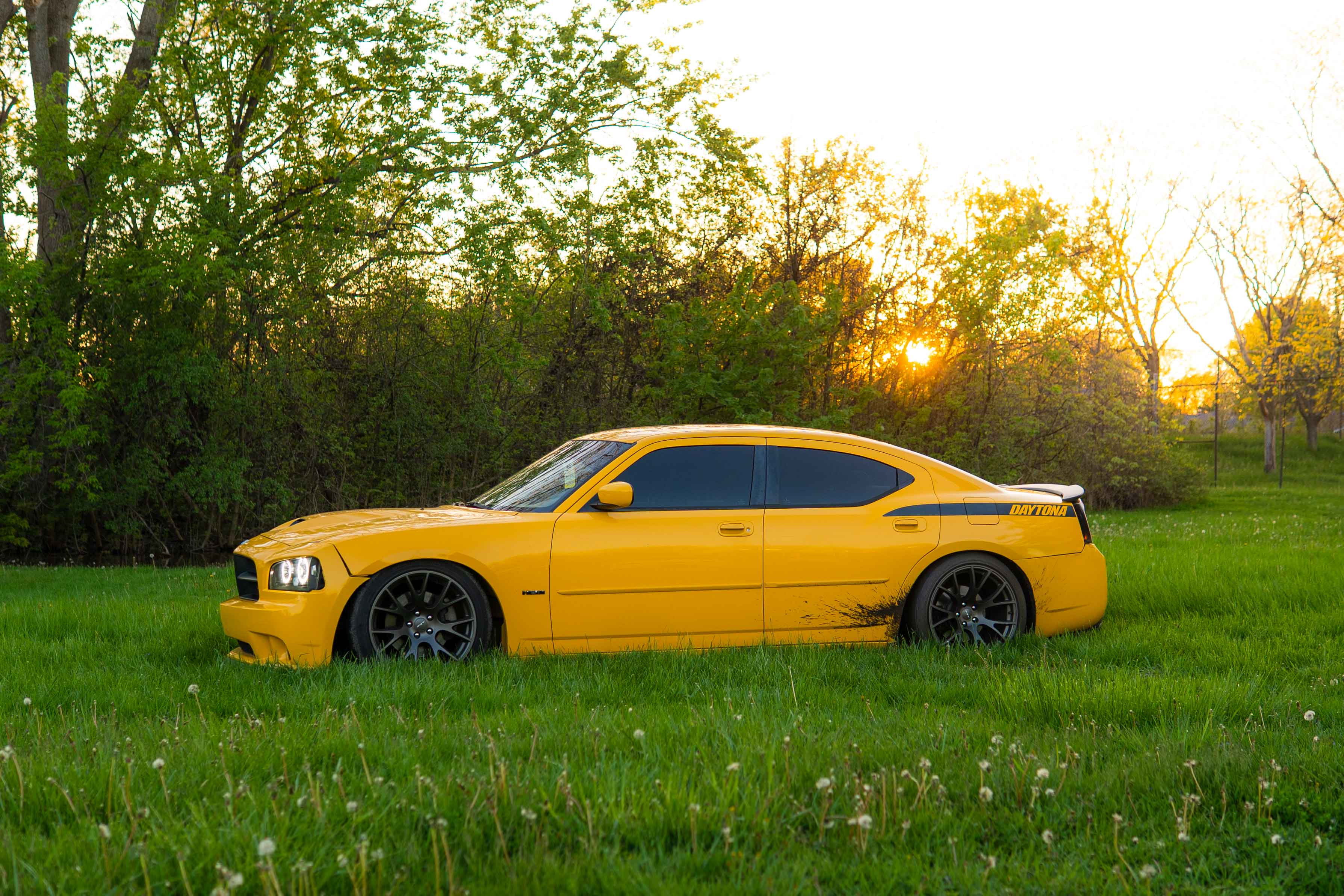 Side view of Dodge Daytona during golden hour